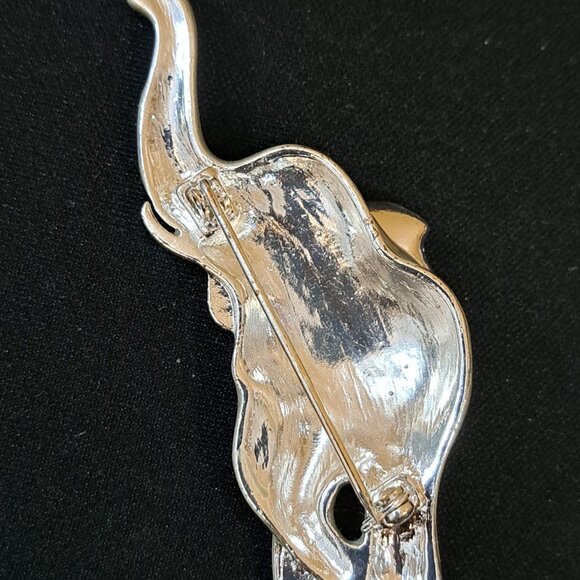 Elephant Brooch Pin With Rhinestone Accent Enamel - Picture 2 of 4
